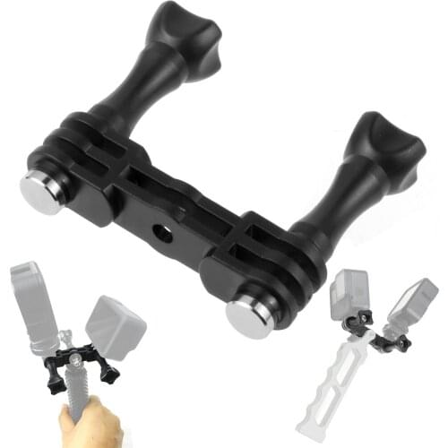 FEICHAO Dual Head Holder Bracket Bridge 2 Mount Handheld Tripod Expansion Adapter for GoPro 9 8 7 6 5 Yi for Osmo Action Camera