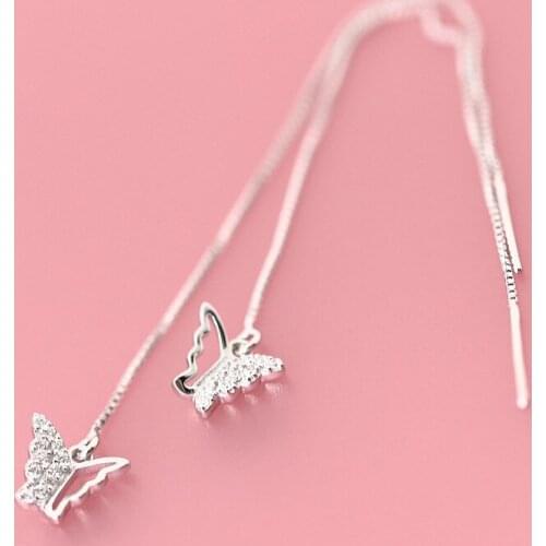 Exquisite Zircon Butterfly Ear Thread Womens Tassel Earrings Fashion Charm Girl Dinner Party Jewelry Daily Matching