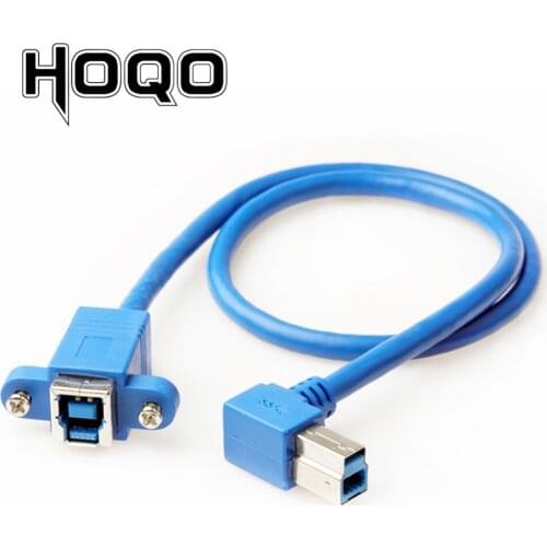 Right Angle USB 3.0 B Extension Cable Panel Mount for PC Sync Date Charge 90 Degree USB Type_B Male to Female Extension Cord