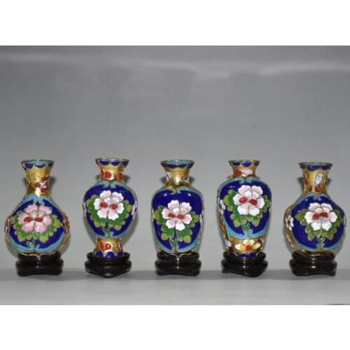 China brass cloisonne vase small crafts statue
