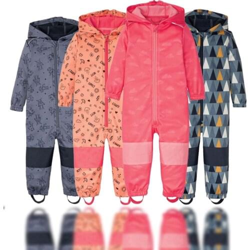 2021 2-10 year old childrens outdoor coveralls, windproof and rainproof jumpsuits, soft shell jackets kids clothes