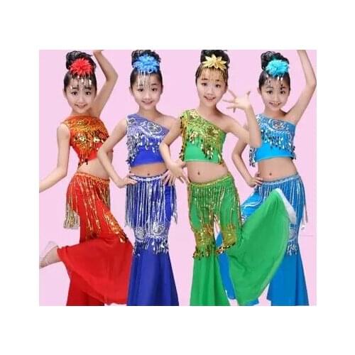 Belly dance costumes for girls chinese national dance costumes minority dance clothing festival dance costumes for children