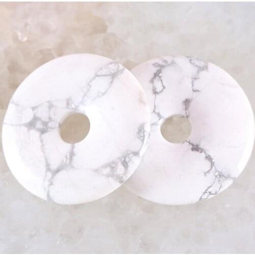 30MM 40MM CAB Cabochon Natural Stone White Howlite Round Beads For Jewelry Making DIY Necklace Gem Bead 1Pcs K839