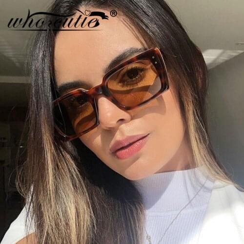 WHO CUTIE Leopard Square Sunglasses Women Men 2019 Brand Design Sun Glasses Shades Tortoise Shell Small Rectangle Frame S097