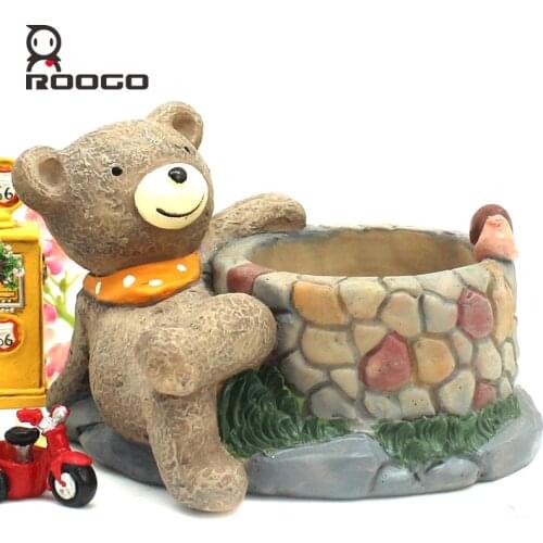 Roogo hot sale resin garden flower pot mini animal plant home decorative succulent bonsai planter pot creative gifts ideas