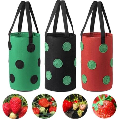 3 Gallon Non-woven Cloth Strawberry Planting Growing Bag Hanging Plant Pot Pouch