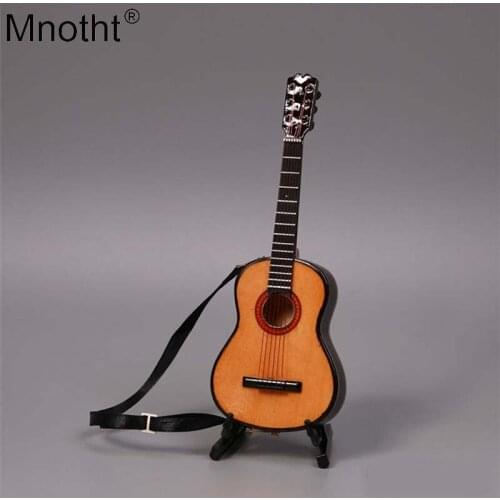 Mnotht 1/6 Log Color Ballad Electric Guitar Handmade Wooden Musical Instruments Model Toy for 12" Soldier Action Figure m3n