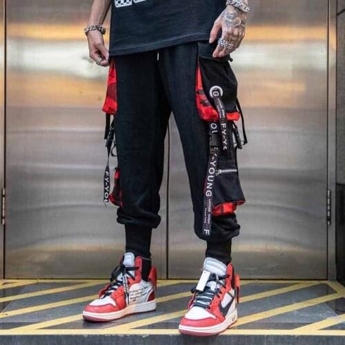Men Clothing 2021 Joggers Cargo Pants for Men Casual Hip Hop Hit Color Pocket Male Trousers Sweatpants Streetwear Men Pants