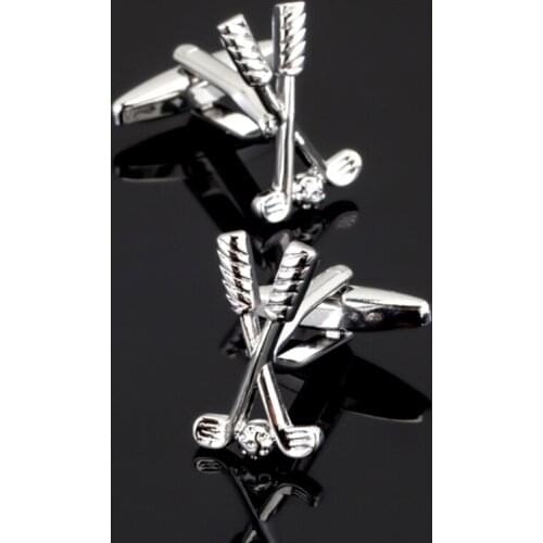 XKZM-0107 Factory Price Retail Mens Cufflinks Brass Material Silver Color Golf Bag Design Cuff Links Free Shipping