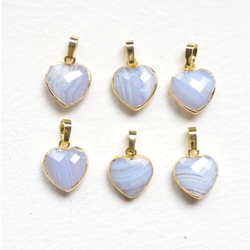 Nature purple agates facted heart shape pendant with gold electroplated edges for jewelry making