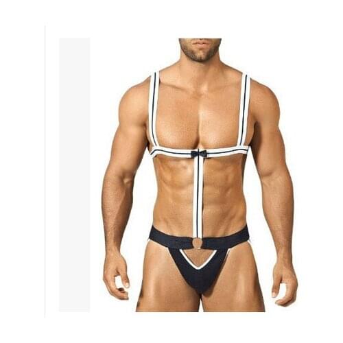 New Red Black Novelty Sexy Waiter Seduction Waiter Uniform open Underwear Lace Panties Gay Jockstrap Thong G-string For Men