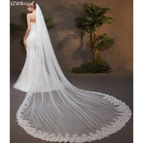 New Arrival 3.5 Meter Wedding Veils Lace Sequins Bridal Veil Wedding Accesorios Bridal Headwear Novia Velos Welon With Comb