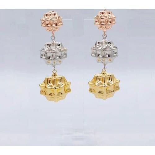 New Design CZ Zircon Crystal Small Hoops Sets Long Gold Chain Earrings for Women Twist Beads Huggie Fashion Jewelry Brincos 2021