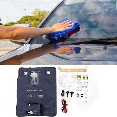 NEW-Universal Windscreen Washer Bottle Bag Kit with 12 Volt Pump for Classic Car 151286776374
