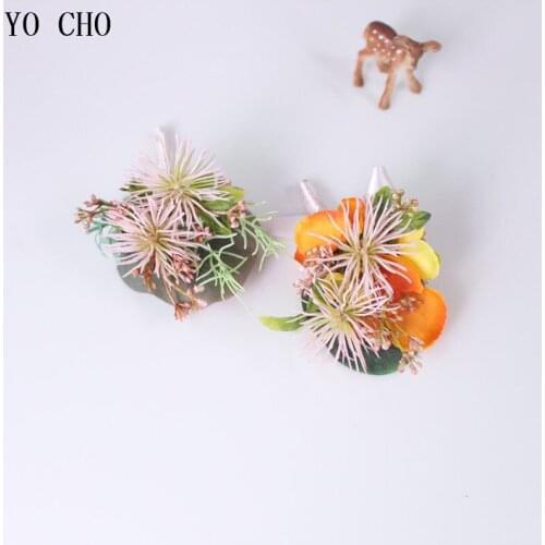 Wholesale Special Design Plastic Plant Corsage Fake Plants Wedding Wrist Flower Decorative Boutonniere for Party Prom