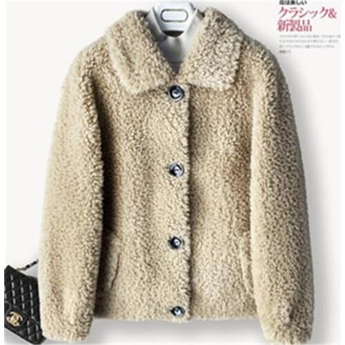 Autumn Winter New Faux Fur Coat Women Jacket Korean Long Sleeve Granule Velvet Warm Short Lambswool Female Outerwear Tide H1565