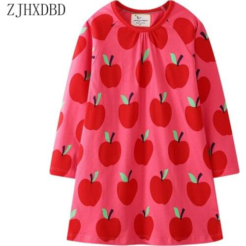 2020 Autumn Kids Dresses for Girls Red Apple European and American Style Pricess Party Girls Casual Dresses Childrens Clothing