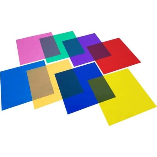 8 PCS Color Transparent Correction Light Gel Filter Film Sheet for Photo Studio LED Strobe Flashlight 30 x 30cm 12 x 12inch