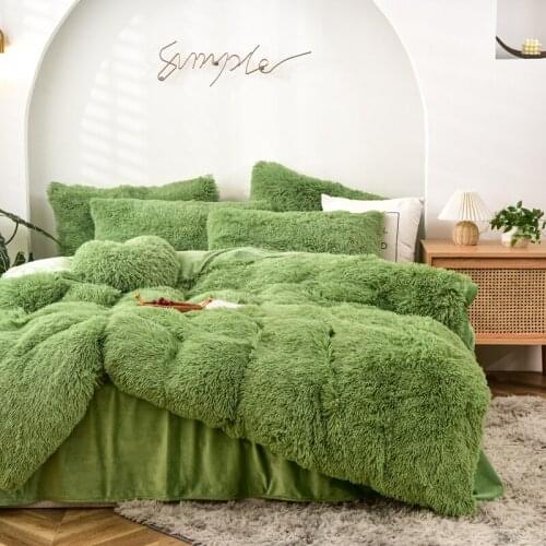 Luxury Shaggy Super Soft Coral Fleece Warm Cozy Princess Bedding Set Fluffy Plush Duvet Cover Flat/Fitted Sheet Pillowcases