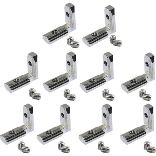 SHGO HOT-20Pcs T Slot L-Shape Interior Inside Corner Connector Joint Bracket for Aluminum Extrusion Profile 2020 Series Slot 6mm
