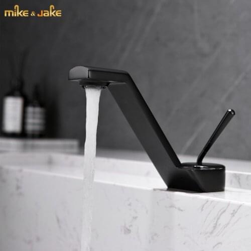 Bathroom matt black basin mixer faucet brass bathroom faucet single handle water tap black sink tap cold hot tap