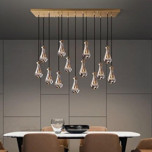 Modern Copper Luxury Chandelier Lighting High-end Dining Living Room Crystal LED Hanging Lamp Bedroom Bedside Restaurant Fixture