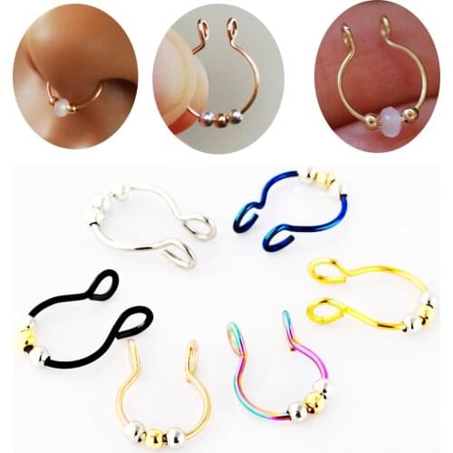 1pcs U Shaped 2020 New Fake Nose Ring Hoop Septum Rings Stainless Steel Nose Piercing Fake Piercing Oreja Piercing Jewelry