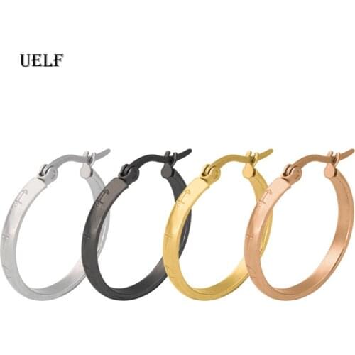 Uelf Rose Gold Color Circle Hoop Earring For Women Vintage Statement Hoop Earring Ladies Jewelry Wholesale 2019