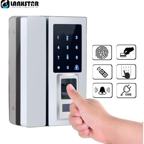 Glass Door Intelligent Electronic Door Lock Touch Screen Fingerprint /Password Code /RFID Card Keyless Latch Bolt Smart Lock