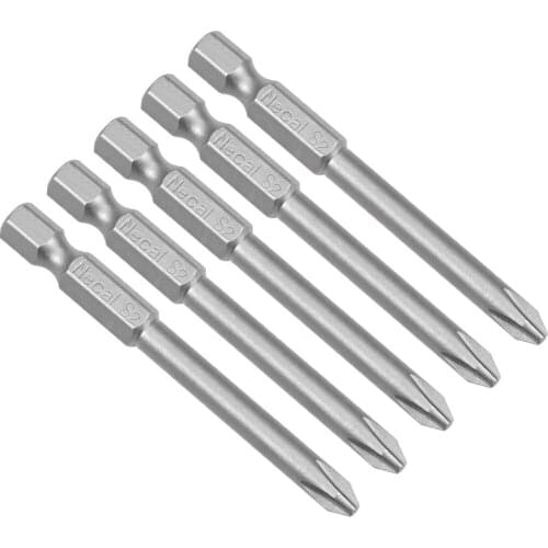 Uxcell 5 Pcs 5mm PH2 Magnetic Phillips Screwdriver Bits, 1/4 Inch Hex Shank 2.56-inch Length S2 Power Tool