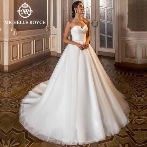 Michelle Royce A-Ling Wedding Dresses 2020 Sweetheart High-End Strapless Beading Chapel Train Bridal Gowns Vestido De Noiva