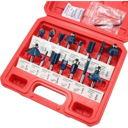 1/4 Inch Shank Milling Cutters Router Bit Set Woodworking 6.35mm Shank Drill Bits Milling Cutter For Wood Cutting Tools12/15Pcs