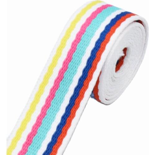 1'' Multi-color Webbing Cotton Belt Bag Handbag Strap Purse Lanyard Webbing Camera Strap Woven Belt Key Fob Hardware by the Yard