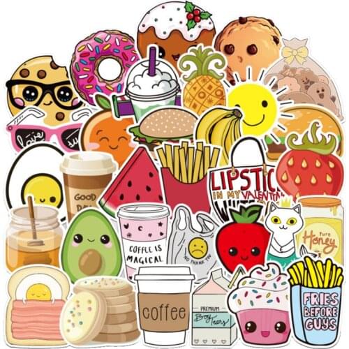 10/30/50PCS Food Fast Food Ice Cream Cartoon Graffiti Car Sticker Luggage Refrigerator Guitar Decoration Toy Wholesale