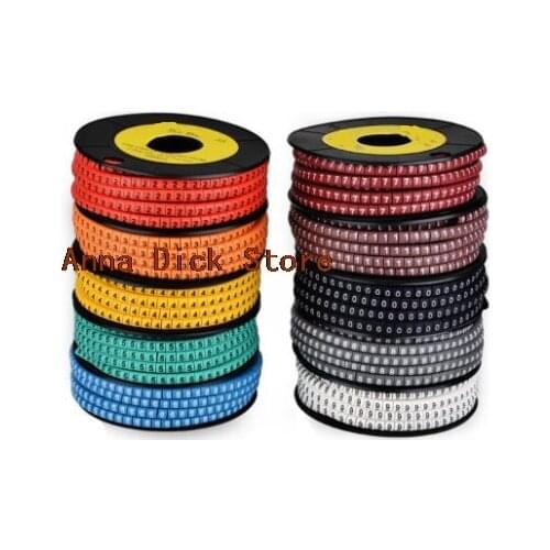10000 Pcs 0 to 9 number 2.5mm 2 Cable Wire Marker Spiral Wrapping Colored 18AWG-12 AWG EC-1