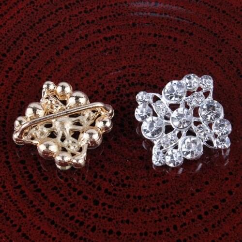 120PCS Bling Metal Rhinestone Buttons for Flower Center Decorative Shank Crystal Square Beads for Hair Accessories