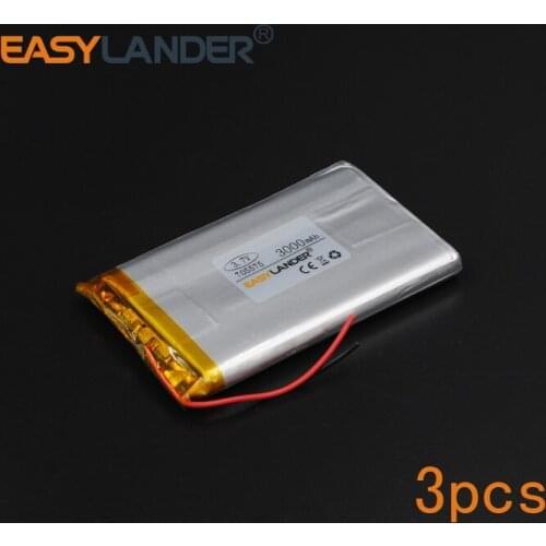 3pcs/Lot 3.7V 3000mAh 705575 Rechargeable li Polymer Li-ion Battery For Bluetooth Notebook Tablet PC Consumer electronics 075575