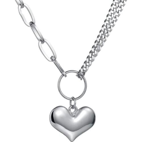 316L Stainless Steel Peach Heart Pendant Chain High-end Fine Polished Love Heart Titanium Steel Necklace No Fade