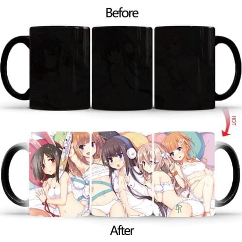 350ml 5 bra beauties Color Chang mug Coffee Mugs and Mug Creative Color Change Tea Cup Anime Ceramic Milk Cups BSKT-055