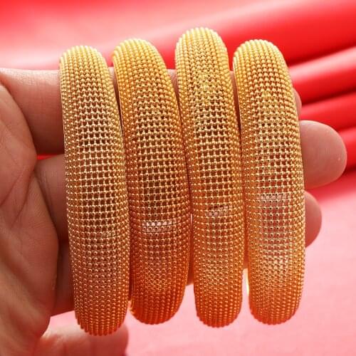 4pcs/Lot Gold Bracelet Women Girls Dubai Circle Bangles Jewelry Arab Middle Eastern African Fashion Metal Bangle