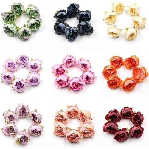 5pcs / Lot 5cm Peony Head Silk Artificial Flower Wedding Home Decoration DIY Crown Scrapbook Gift Box Flower For Party Suppliers