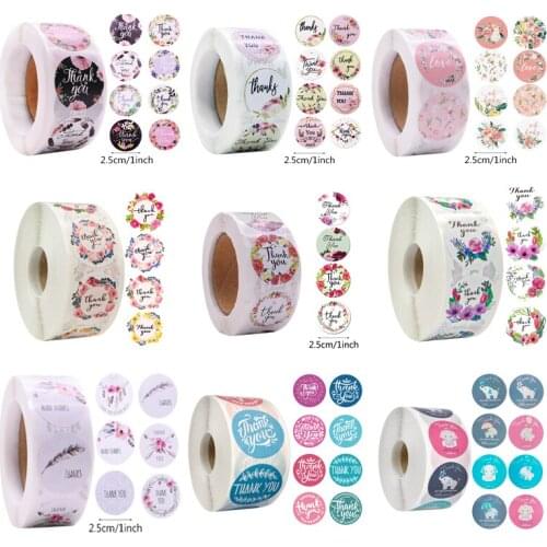 500 Pcs/Roll Pink Thank You Stickers For Envelope Notebook Children Reward Diary Wedding Holiday Gift Candy Bag Decor Stickers