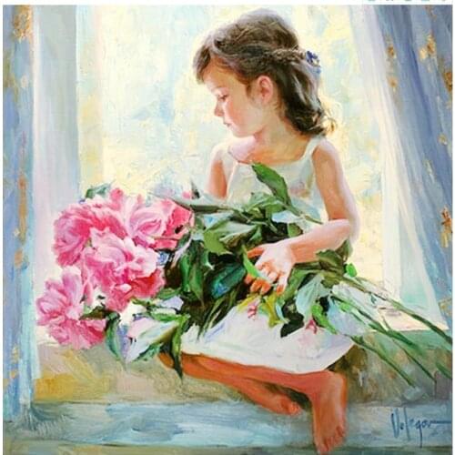 Diy diamond painting full flower girls broidery mosaic dimond dotz sticker rhinestone picture puzzle drawing wall decor craft