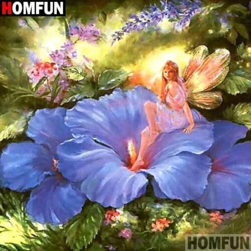 HOMFUN Full Square/Round Drill 5D DIY Diamond Painting "butterfly fairy" Embroidery Cross Stitch 5D Home Decor Gift A16315