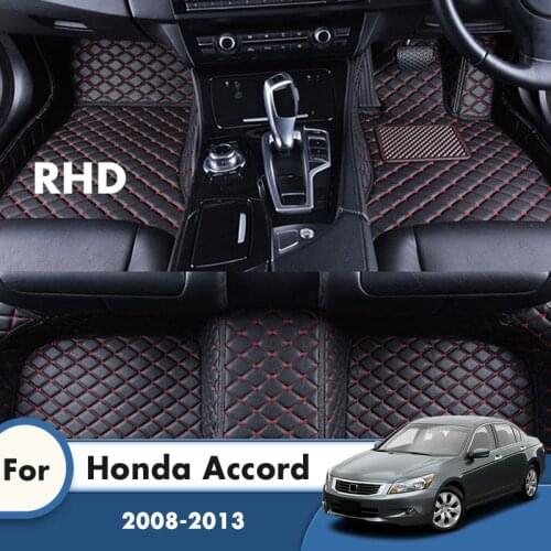 RHD Car Floor Mats For Honda Accord 2013 2012 2011 2010 2009 2008 Artificial Leather Waterproof Rugs Car Interior Accessories