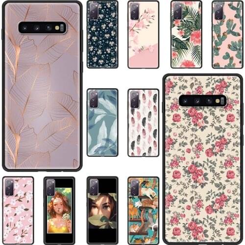 Leaves Flowers Woman For Samsung S21 S20 Ultra 20FE S10 S9 Cover for Galaxy S21plus S20plus S10plus S10lite S9plus