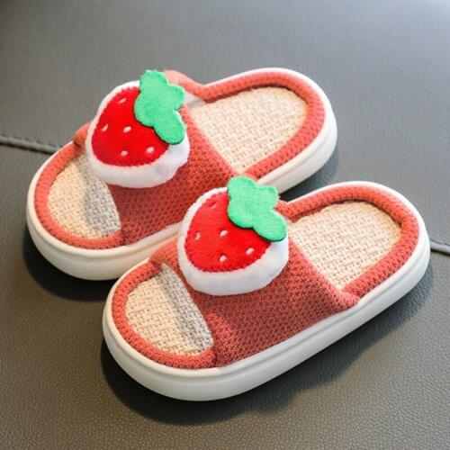 Childrens Linen Slippers Spring And Autumn Boys And Girls Childrens Home Open Parent Child Floor Cotton Linen Anti Slip Soft