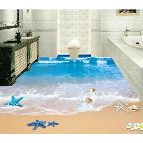 Beach floor murals in wall stickers 3D beach floor PVC Custom Photo self-adhesive 3D floor 3d floor murals