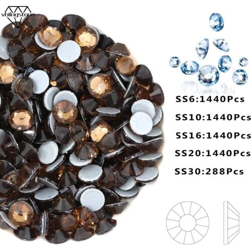 Hotfix Crystal Smoked Topaz Rhinestones Flat Back Strass Iron On Crystal Applied On Clothes Diamond DIY S6-SS30