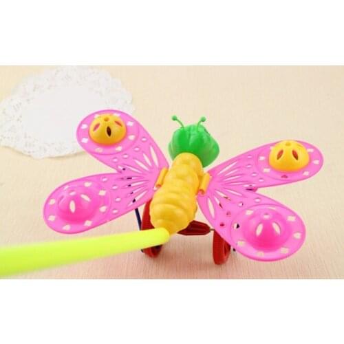 Kindergarten toy Fancy Bee Hands Push Bell The Dragonfly Kindergarten Baby Toys Single-rod Hand-pushed Toy Animal Plastic 2020